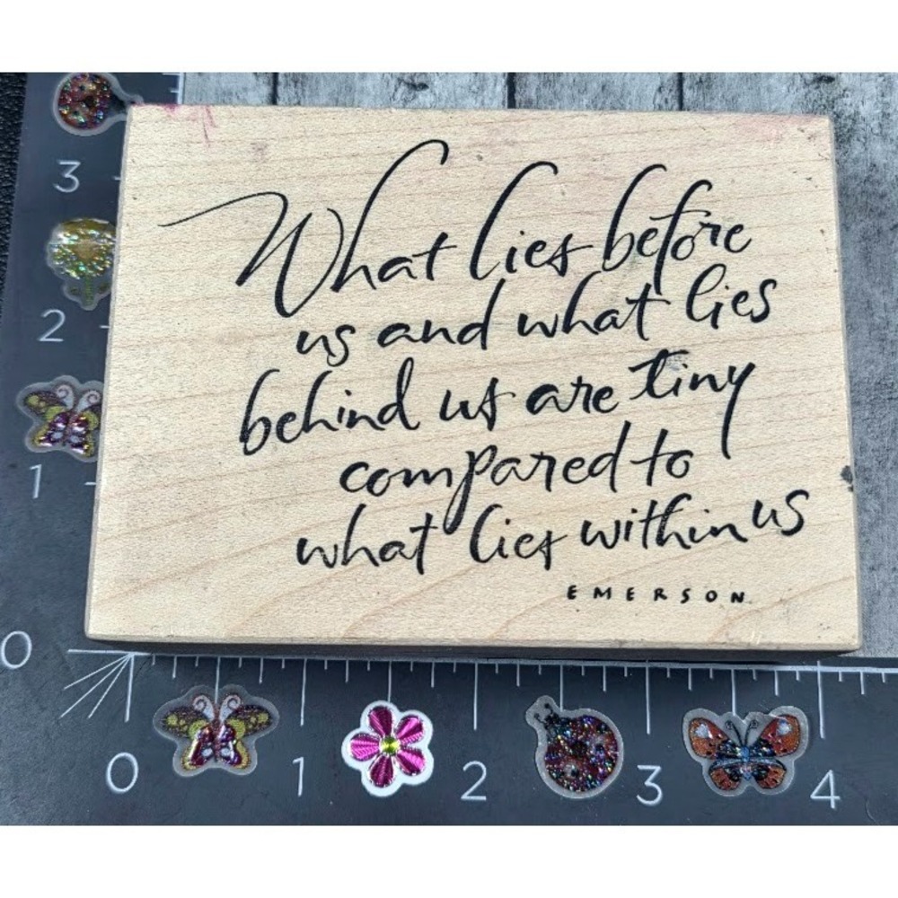 Wordsworth What Lies Before Tiny Compared Within Script Rubber Stamp Wood #C18